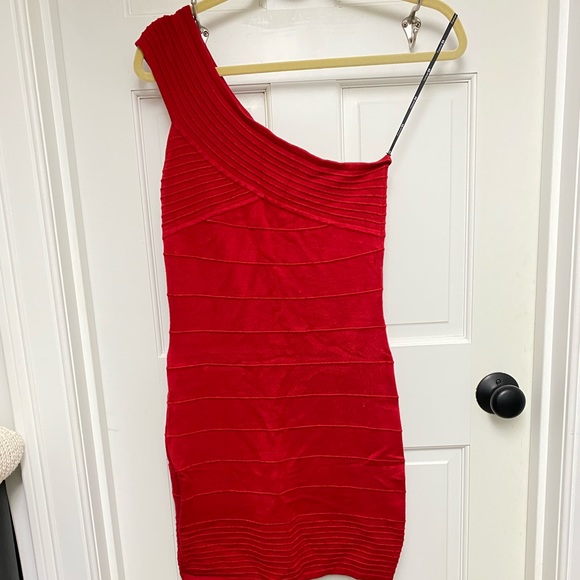 Forever21 Fitted Red Mini/Midi Dress - Picture 1 of 4